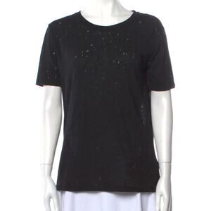 T‎ by Alexander Wang Tee Shirt Size S Black Top Distressed Minimalist Athleisure